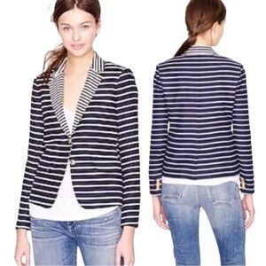 J.Crew Schoolboy Blazer in Navy Mixed Stripe Size 8 Preppy Classic Nautical